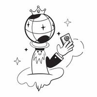 Commander with Crown and Globe concept as An image of a commander with a crown and globe set against a dreamy background offering ample space for text or graphics symbolizing comma Cleans vector