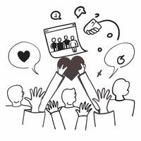 Community Organizer with People and Heart concept as An image of a community organizer with a group of people and heart symbol set against a whimsical background offering ample spa Cleans vector