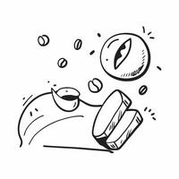 Coffee Beans and Sideways Chart concept as Coffee beans and a sideways chart on a whimsical background offering ample space for text or graphics symbolizing stable coffee commodity Cleans vector