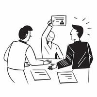 Colleagues discussing business strategy in a conference room concept as A illustration of colleagues discussing business strategy in a conference room utilizing a 3 color pa Cleans vector
