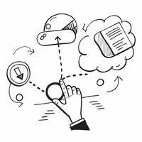 Cloud computing scalability and flexibility with arrows and cloud icons concept as illustration showing cloud computing scalability and flexibility with arrows and cloud ico Cleans vector
