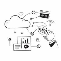 Cloud computing with artificial intelligence and machine learning elements concept as illustration of cloud computing integrated with artificial intelligence and machine lea Cleans vector