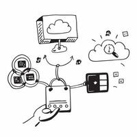 Cloud computing with blockchain integration and blockchain icons concept as illustration of cloud computing integrated with blockchain technology featuring blockchain icons Cleans vector