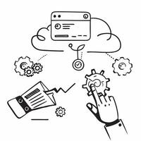 Cloud computing automation with robotic process automation RPA symbols concept as illustration of cloud computing automation featuring robotic process automation RPA symbols Cleans vector