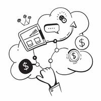 Cloud computing cost management with financial symbols concept as illustration of cloud computing cost management featuring financial symbols such as coins graphs and calcul Cleans vector