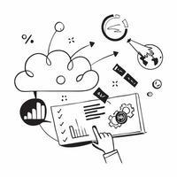 Cloud based analytics and big data with data visualization symbols concept as illustration of cloud based analytics and big data with various data visualization symbols such Cleans vector