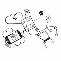 Cloud computing and mobile technology with smartphone and cloud icons concept as illustration of cloud computing integrated with mobile technology featuring smartphone and c Cleans vector