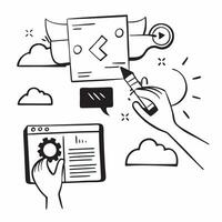 Cloud based application development with coding symbols concept as illustration of cloud based application development featuring coding symbols and tools highlighting the ef Cleans vector