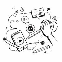 Cloud based communication tools with chat and call icons concept as illustration of cloud based communication tools featuring chat and call icons emphasizing enh Cleans vector