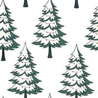 Christmas trees seamless tile pattern with snow covered branches and festive lights for holiday decor concept as Snow covered Christmas tree branches and festive lights arranged se Cleans vector