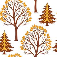 Classic autumn trees seamless tile pattern with maple and pine trees for timeless fall decor concept as Maple and pine trees arranged seamlessly in classic autumn colors for timele Cleans Set 2 vector