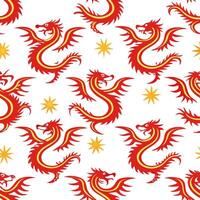 Chinese dragons and phoenixes seamless tile pattern with vibrant reds and golds for festive decor concept as Vibrant red dragons and golden phoenixes arranged seamlessly for festiv Cleans Set 2 vector