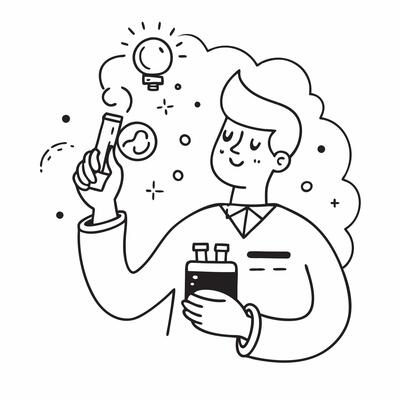 Chemical Lab Technician with ISO Badge and Chemical Samples concept as A chemical lab technician holding an ISO badge and chemical samples set against a dreamy background offering Cleans