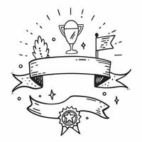 Champions Ribbon with Medal and Trophy concept as A champions ribbon with a medal and a trophy set against a dreamy background offering ample space for text or graphics symbolizing Cleans vector