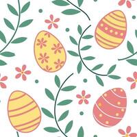 Charming Easter eggs and floral vines seamless tile pattern with festive spring colors concept as Festive spring colors adorn charming Easter eggs intertwined with floral vines in Cleans vector