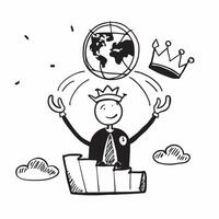 CEO with Crown and Globe concept as An image of a CEO with a crown and globe set against a dreamy background offering ample space for text or graphics symbolizing corporate leaders Cleans vector