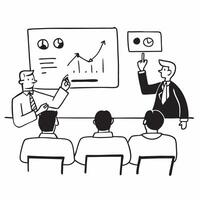 CEO discussing stock valuation strategies with executives concept as A CEO in a boardroom discussing stock valuation strategies with executives using a projector and charts highlig Cleans vector