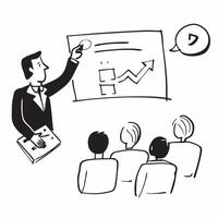 CEO leading a hybrid leadership development session concept as A CEO leading a hybrid leadership development session with executives onsite and remote emphasizing leadership skills Cleans vector
