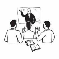 CEO conducting a hybrid all hands meeting concept as A CEO conducting a hybrid all hands meeting with employees both in the office and remote emphasizing inclusivity and corporate Cleans vector