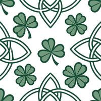 Celtic knots and shamrocks seamless tile pattern with green hues and traditional designs for Irish decor concept as Traditional Celtic knots and shamrocks arranged seamlessly with Cleans vector