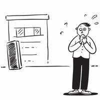 Businessman standing in front of a closed business looking sad and contemplative concept as A businessman in a suit standing in front of a closed business looking sad and contempla Cleans vector