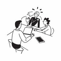 Business team having a meeting in a modern office concept as A illustration of a business team having a meeting in a modern office using a 3 color tone to highlight professi Cleans Set 2 vector