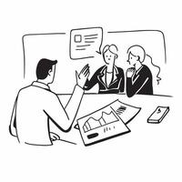 Business team having a conference meeting concept as A illustration of a business team having a conference meeting using a 3 color scheme to highlight remote col Cleans vector