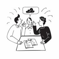 Business team having a meeting in a modern office concept as A illustration of a business team having a meeting in a modern office using a 3 color tone to highlight professi Cleans vector
