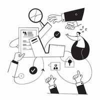 Business team collaborating in a modern office using digital tools concept as A illustration of a business team in a modern office collaborating using digital tools showcasi Cleans vector