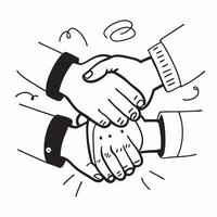 Business partners shaking hands after a successful meeting concept as A illustration of business partners shaking hands after a successful meeting utilizing a 3 color palett Cleans vector