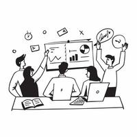 Business team brainstorming social media strategy concept as A business team in a modern office brainstorming social media strategies using laptops and whiteboards highlighting tea Cleans vector