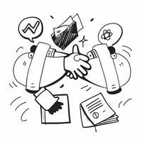 Business partners shaking hands after a successful meeting concept as A illustration of business partners shaking hands after a successful meeting utilizing a 3 color palett Cleans Set 2 vector