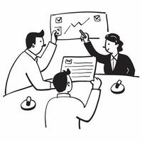 Business leaders discussing corporate goals in a boardroom concept as A illustration of business leaders discussing corporate goals in a boardroom featuring a 3 color scheme Cleans Set 2 vector