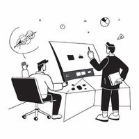 Business Executive with Briefcase and Meeting Agenda in Futuristic Boardroom concept as Wide shot of a business executive with a briefcase and meeting agenda in a futuristic boardr Cleans vector