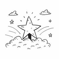 Bright Star Among Clouds concept as A single bright star stands out among numerous clouds in a whimsical background offering ample space for text or graphics symbolizing light and Cleans vector