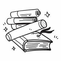Books and Diploma concept as An icon of a stack of books and a diploma set against a Cleans background offering ample space for text or graphics symbolizing academic achievements an Cleans vector