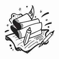Books and Art Supplies concept as An icon of a stack of books and art supplies set against a Cleans background offering ample space for text or graphics symbolizing the integration Cleans vector
