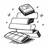 Books and Calculator concept as An icon of a stack of books and a calculator set against a Cleans background offering ample space for text or graphics symbolizing the integration of Cleans vector