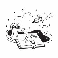 Book and Science Experiment concept as A book next to a science experiment set against a dreamy background offering ample space for text or graphics symbolizing the excitement of h Cleans vector