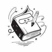Book and Pencil concept as A book with a pencil on top set against a whimsical background offering ample space for text or graphics symbolizing the essential tools for writing and Cleans vector