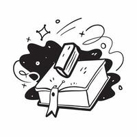 Book and Scissors concept as A book with scissors next to it set against a dreamy background offering ample space for text or graphics symbolizing the blend of academic and creativ Cleans vector