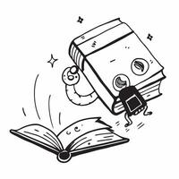 Book and Robot concept as A book with a small robot next to it set against a whimsical background offering ample space for text or graphics symbolizing the integration of literatur Cleans vector