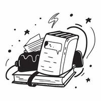 Book and Laptop concept as A book next to a laptop set against a whimsical background offering ample space for text or graphics symbolizing the blend of traditional and modern educ Cleans vector