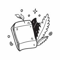 Book and Leaf concept as A book with a leaf on top set against a whimsical background offering ample space for text or graphics symbolizing the connection between education and the Cleans vector