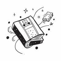 Book and Calculator concept as A book with a calculator on top set against a whimsical background offering ample space for text or graphics symbolizing the integration of mathemati Cleans vector
