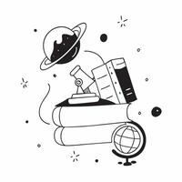 Blackboard with Telescope and Globe concept as A blackboard featuring a telescope and a globe set against a dreamy background offering ample space for text or graphics symbolizing Cleans vector