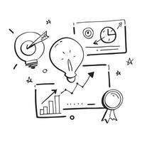 Blackboard with Performance Metrics and Report concept as A blackboard filled with performance metrics and a business report set against a whimsical background offering ample space Cleans Set 3 vector