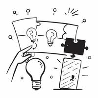 Blackboard with Puzzle Pieces and Lightbulb concept as A blackboard with puzzle pieces and a lightbulb set against a dreamy background offering ample space for text or graphics sym Cleans vector