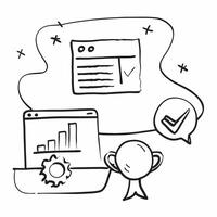 Blackboard with Performance Evaluation and Trophy concept as A blackboard with a performance evaluation chart and a trophy set against a dreamy background offering ample space for Cleans vector