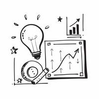 Blackboard with Lightbulb and Growth Chart concept as A blackboard featuring a lightbulb and a growth chart set against a whimsical background offering ample space for text or grap Cleans vector